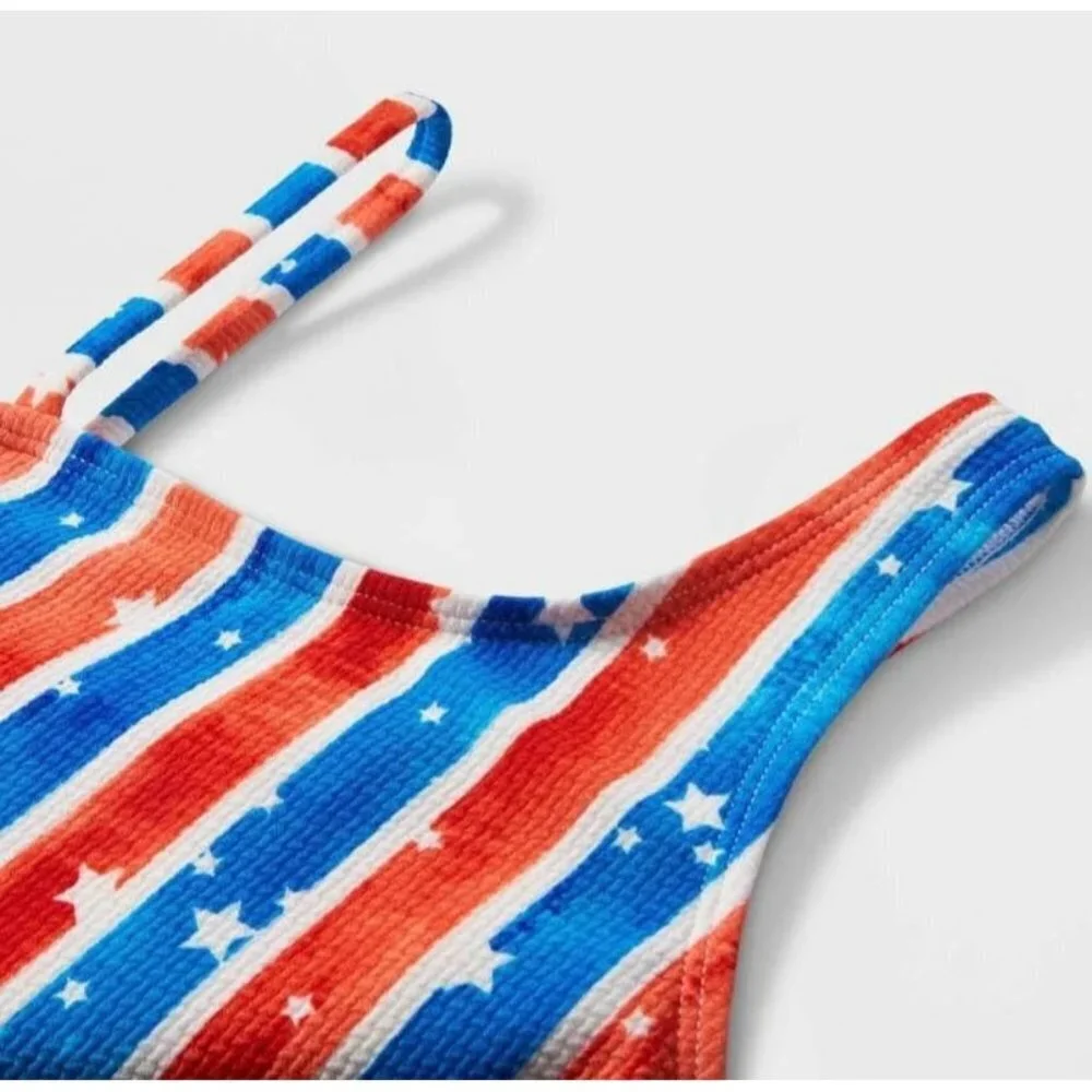 NWT XS Girls Cat & Jack Patriotic One Piece Swimsuit
